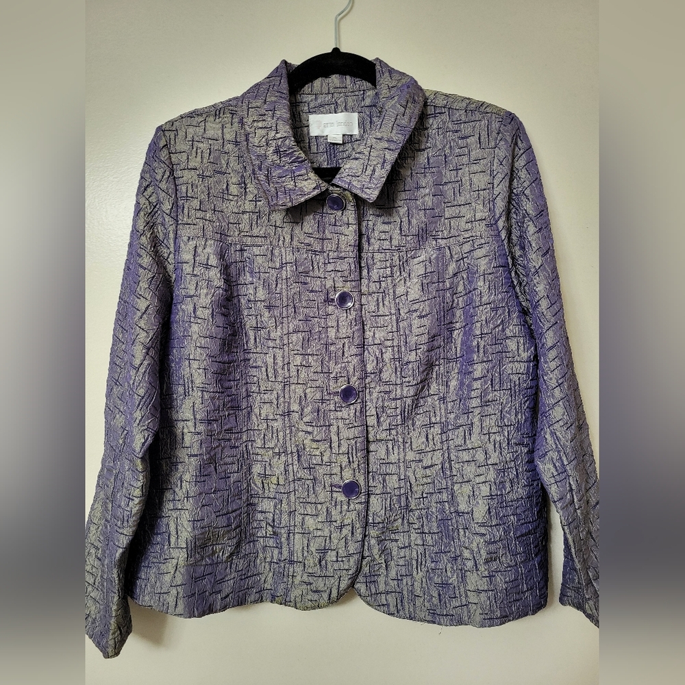 Erin London Duochrome Button-up Purple/Yellow Office Blazer